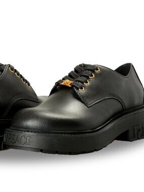 Versace | Shoes | Versace Black Leather Lace Up Derby Shoe  display picture 1